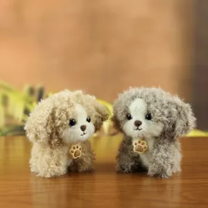 Cute fluffy puppy plush toy set, soft simulation dog pendant and desktop decoration gift.