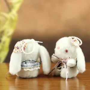 Cute Lolita rabbit plush pendant fluffy doll bag charm keychain cute fluffy toy soft