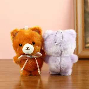 Llavero de oso de peluche lindo, suave juguete de tela para decoración de bolsos y llaves.