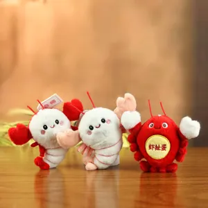 Cute Lobster Plush Keychain Toy Funny Crawfish Stuffed Animal Doll Bag Hanging Charm Key Ring For Kids Women Men Gift