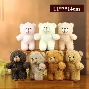 Cute mini teddy bear plush toy pendant for backpack keychain soft stuffed doll gift accessory