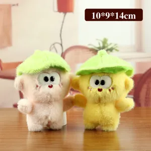 Mignon pendentif peluche singe chapeau feuille poupée douce porte-clés jouet 10x9cm