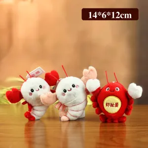 Cute lobster plush pendant detail view, soft stuffed doll keychain ornament for bags.