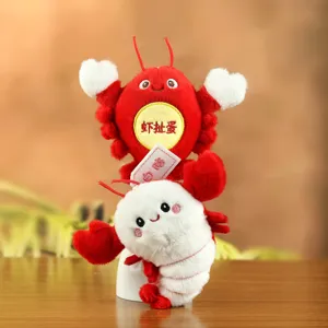 Cute plush lobster keychain pendant, soft stuffed animal doll bag ornament for kids.