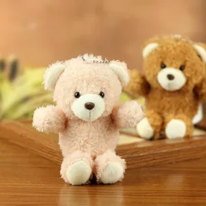 Cute plush bear keychain fluffy toy pendant soft doll bag accessory charming gift ring