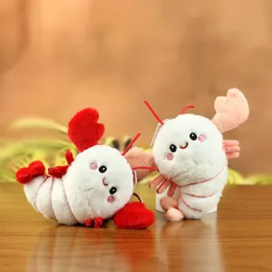 Cute lobster plush toy keychain, soft stuffed animal bag pendant and adorable backpack accessory.