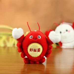 Cute red lobster plush toy keychain bag charm cute stuffed animal doll pendant for keys gifts.