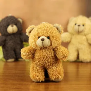 Cute plush teddy bear keychain and bag pendant, soft stuffed animal toy gift for kids and girls.