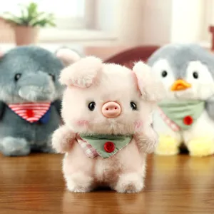 Simpatico maialino di peluche rosa giocattolo pendente portachiavi animale di peluche morbido borsa
