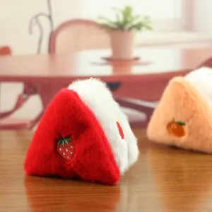 Plush triangular fruit bread dessert pendant charm bag keychain cute stuffed toy detail