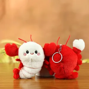 Cute plush lobster keychain soft stuffed animal bag charm lovely cartoon doll pendant toy