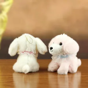 Süßer Welpe Plüschtier Schlüsselanhänger flauschige Puppe Rucksack Tier Geschenk Set neu