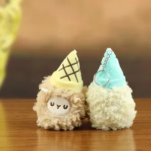 Süßes Eiscreme Plüsch Schlüsselanhänger Set, flauschiger Anhänger für Taschen und Schlüssel.