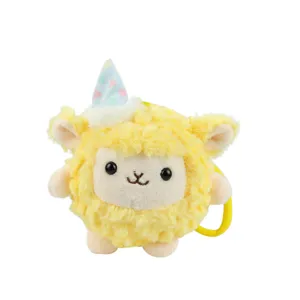 Grazioso ciondolo peluche pecora gialla morbido giocattolo agnello portachiavi borsa bambola