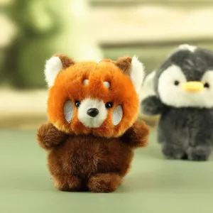 Cute red panda plush doll keychain pendant bag charm soft stuffed animal toy detail