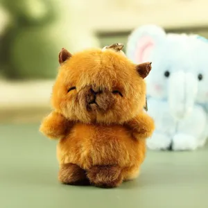 Cute brown capybara plush toy keychain fluffy animal doll bag pendant cute accessory