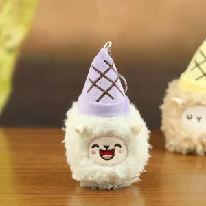 Süßer Plüsch Eiscreme Schaf Schlüsselanhänger, flauschiges Stofftier Taschenanhänger.
