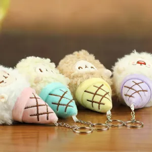 Süßer Eiscreme Plüsch Schlüsselanhänger weiches Tier Taschenanhänger Geschenk für Damen
