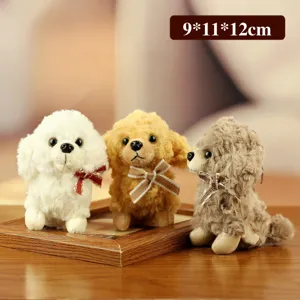 Cute teddy dog plush keychain fluffy poodle pendant bag charm sweet couple toy gift set