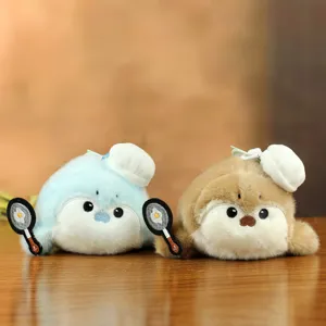 Cute chef sea otter plush pendant toy cute bag charm keychain doll for kids and girls gift.