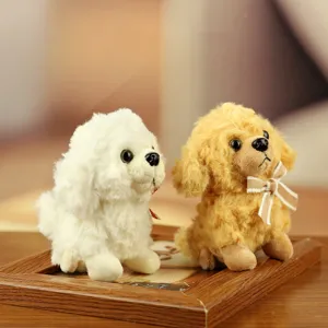 Cute couple poodle plush toy pendant, soft stuffed teddy dog keychain for bags.