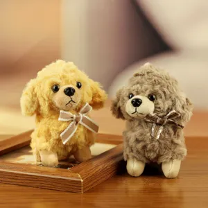 Cute teddy dog plush toy couple keychain fluffy poodle bag pendant lovely puppy gift.