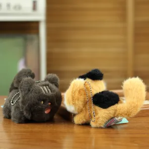 Cute plush cat keychain plushie bag charm set, soft stuffed animal toys for kids gift