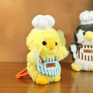 Niedlicher Koch Küken Plüschtier Schlüsselanhänger Anhänger, weiche Stofftier Kuschelpuppe.