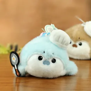 Adorable chef sea otter plush pendant cute soft plushie doll bag charm keychain toy