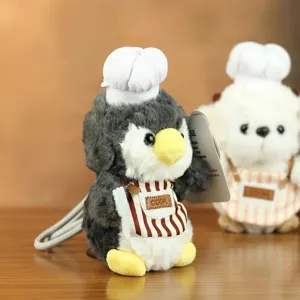 Süßer Pinguin Plüschtier Gourmet-Serie Stoffpuppe mit Kochmütze und Schürze für Kinder.