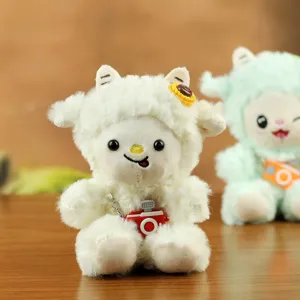 Flauschiges weißes Schaf Plüschtier Schlüsselanhänger süßer Taschenanhänger Puppe Geschenk.