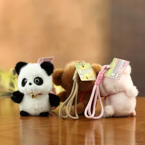 Leuke dieren pluche sleutelhanger, panda en beer tasbedels met zacht hangend touw.
