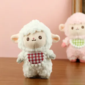 Süßes weißes Schaf Plüschtier Taschenanhänger flauschiges Kuscheltier Schlüsselanhänger Rucksack