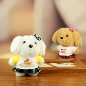 Grazioso paio di portachiavi cucciolo in peluche, morbido ciondolo animale per zaino, bel regalo.