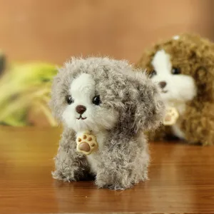 Cute fluffy puppy plush toy pendant soft soothing doll lovely children gift small animal decor