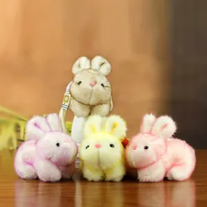 Süßer Liegender Hase Plüschtier Schlüsselanhänger Polyester Gefülltes Tier Puppe Tasche Anhänger Kleiner Hase Spielzeug Geschenk