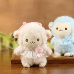 Simpatico agnello rosa peluche portachiavi grazioso ciondolo zaino bambola cartone animato