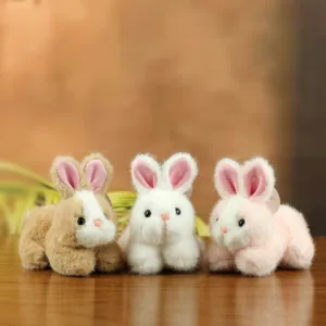 Cute Realistic Rabbit Plush Toy Keychain Soft Polyester Bunny Doll Bag Pendant Charm Gift For Kids Girls Unisex Everyday