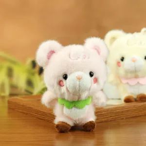 Cute pink plush bear toy pendant soft animal doll small ornaments children gift cartoon.