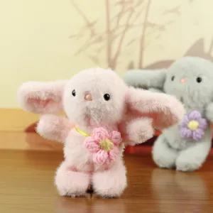 Cute plush rabbit pendant cute cartoon bunny stuffed doll toy bag charm keychain plushies