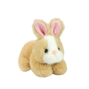 Cute brown and white plush rabbit toy simulation stuffed bunny doll soft girlish gift