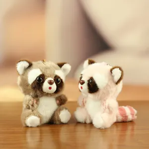 Cute plush raccoon keychain pendant stuffed animal doll toy for girls gifts detail shot