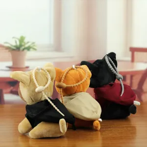 Schattige pluche puppy hanger met cape, zacht knuffeldier tas bedel en sleutelhanger decor.