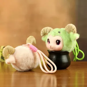 Simpatico ciondolo pecora in peluche vinile portachiavi bambola soffice borsa