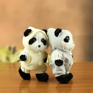 Adorable plush jointed bear keychain in cute hoodie outfit, soft stuffed animal bag charm.