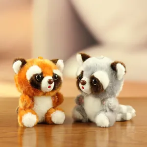 Cute stuffed red panda raccoon plush toy keychain soft animal doll gift for girls