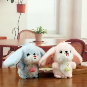 Cute plush rabbit keychain pendant big ear bunny doll soft toy bag ornament for gifts 2pcs