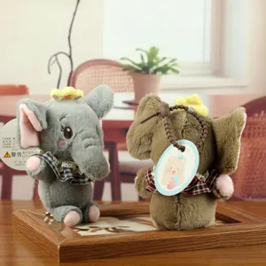 Süßer Elefant Plüsch Anhänger mit Schleife Kuscheltier Tasche Schlüsselanhänger Stofftier