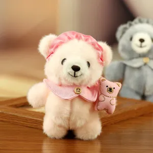 Schattige roze pluche berenhanger fluffy speelgoed tas charme sleutelhanger pop detail