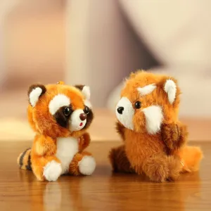 Cute red panda plush toys set, soft stuffed raccoon doll and pendant for girls gifts.
